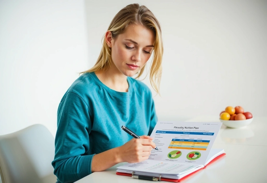 Person beim Ausfüllen eines personalisierten Ernährungsplans